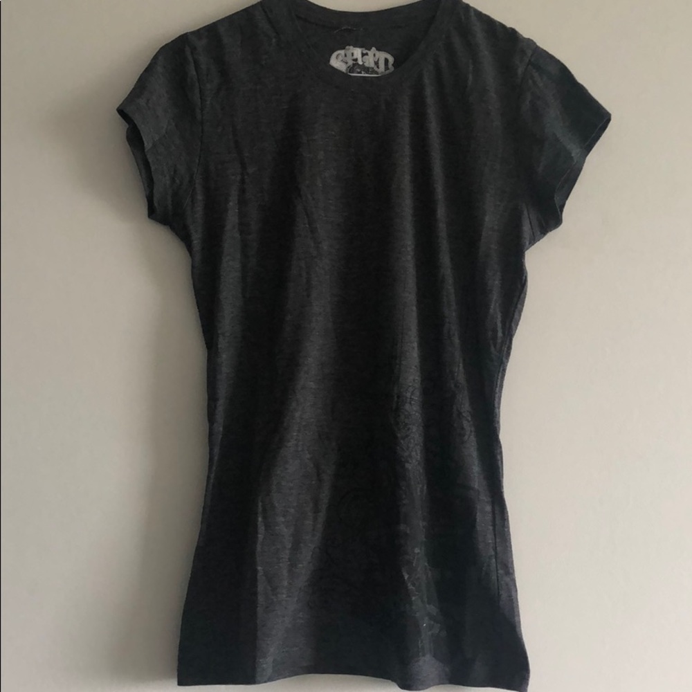 Dark grey T-shirt with black design